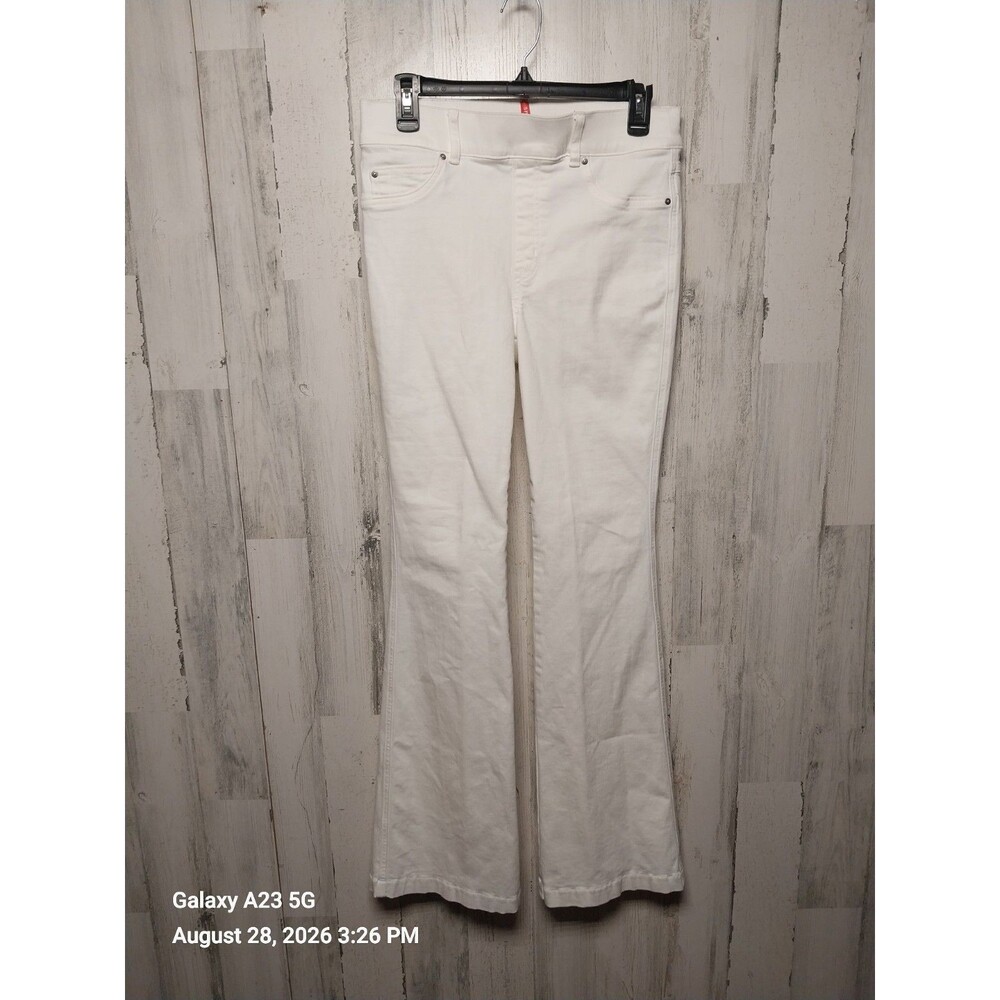 Spanx Jeans Womens Medium White Flare High Rise Slim Pull On Stretch 20349R